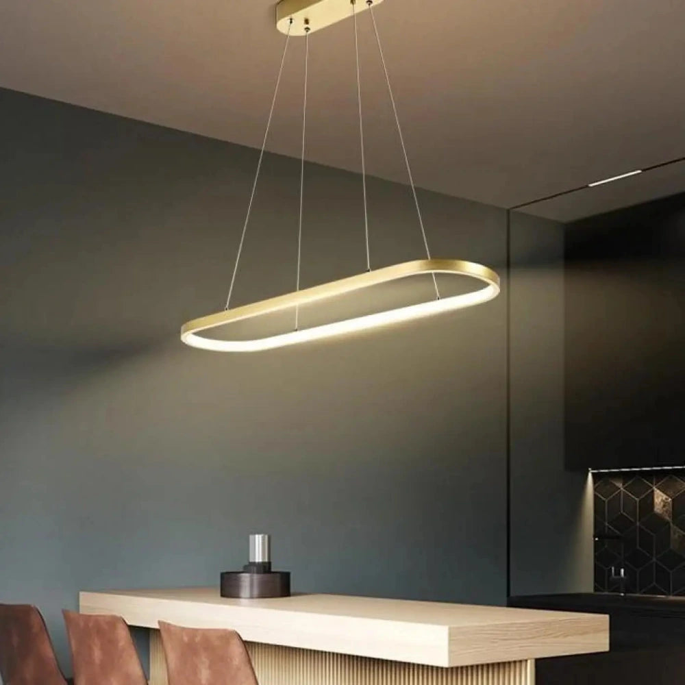 Lustre Suspension Ovale Led Laiton Or