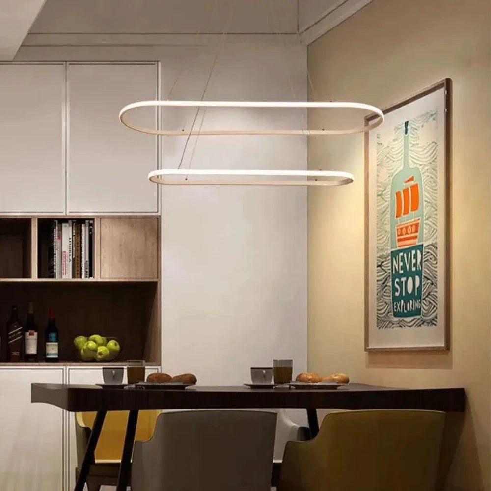 Lustre Suspension Ovale Led Laiton Or