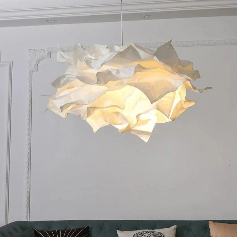 Lustre Suspension Papier Froisse Blanc Nuage