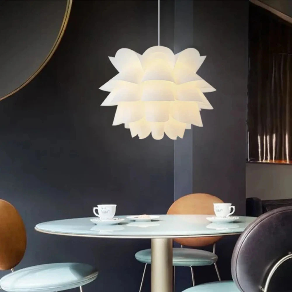Lustre suspension pétales acrylique blanc style moderne
