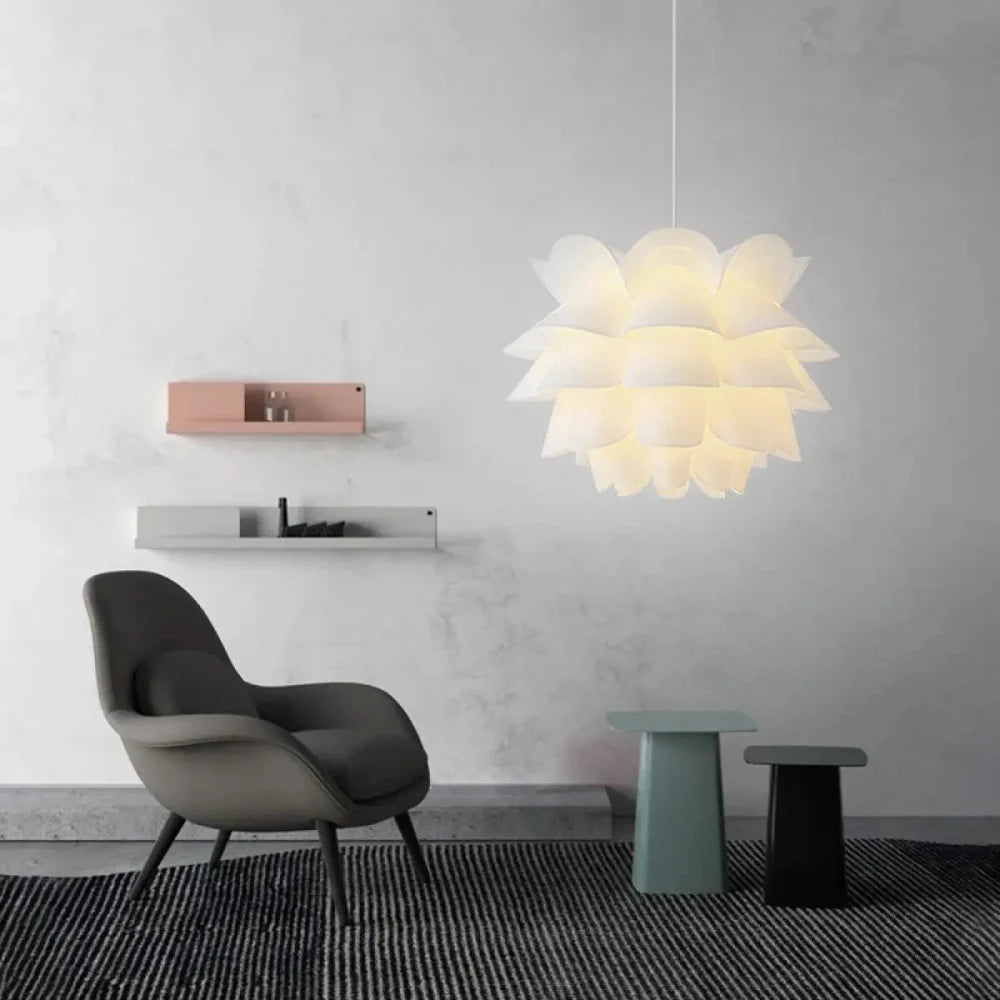 Lustre Suspension Pivoine Petales Blanc Moderne