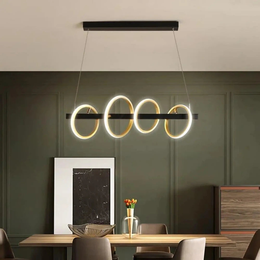 Lustre Suspension Salon Anneaux Laiton Led
