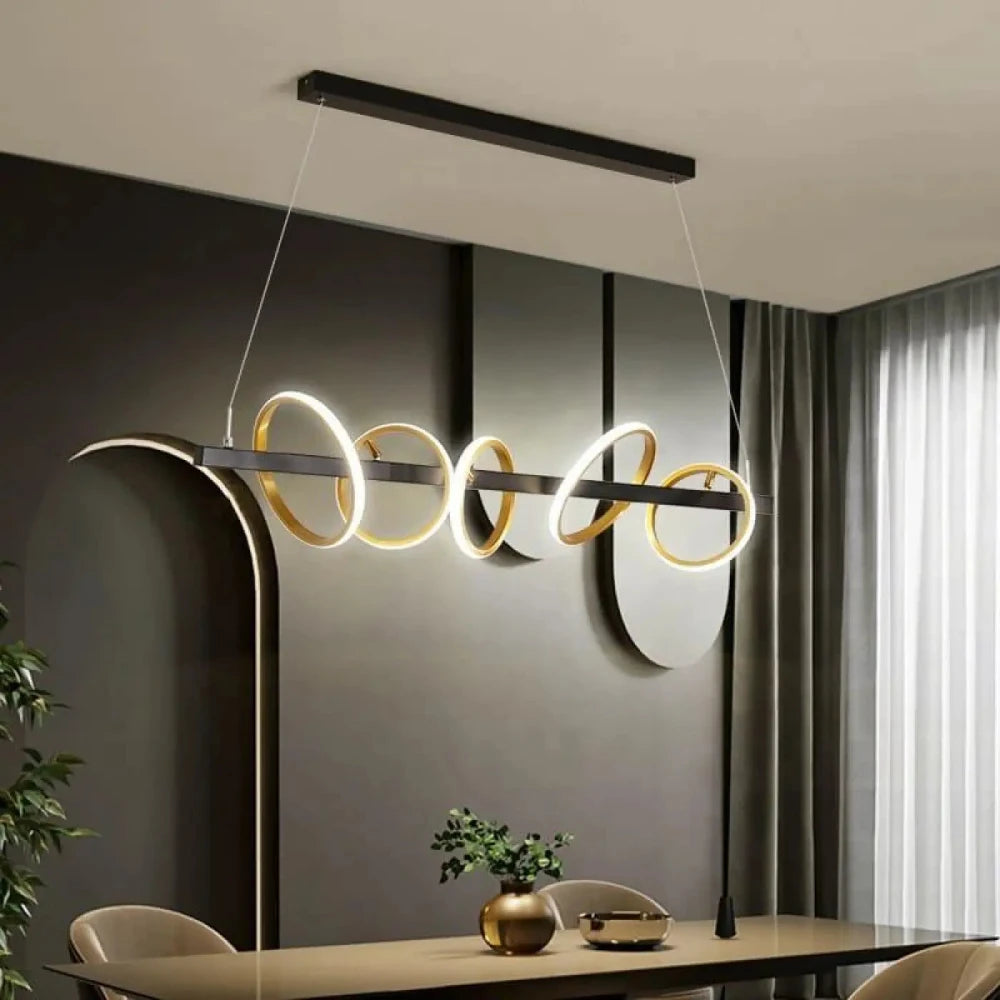 Lustre Suspension Salon Anneaux Laiton Led