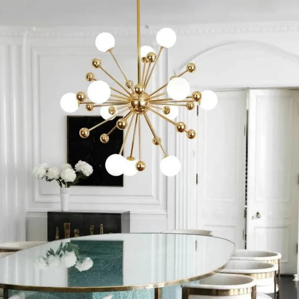 Lustre Suspension Sputnik Laiton Dore Boules