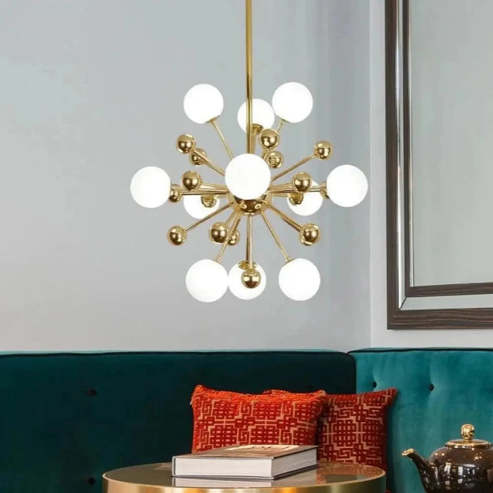 Lustre Suspension Sputnik Laiton Dore Boules