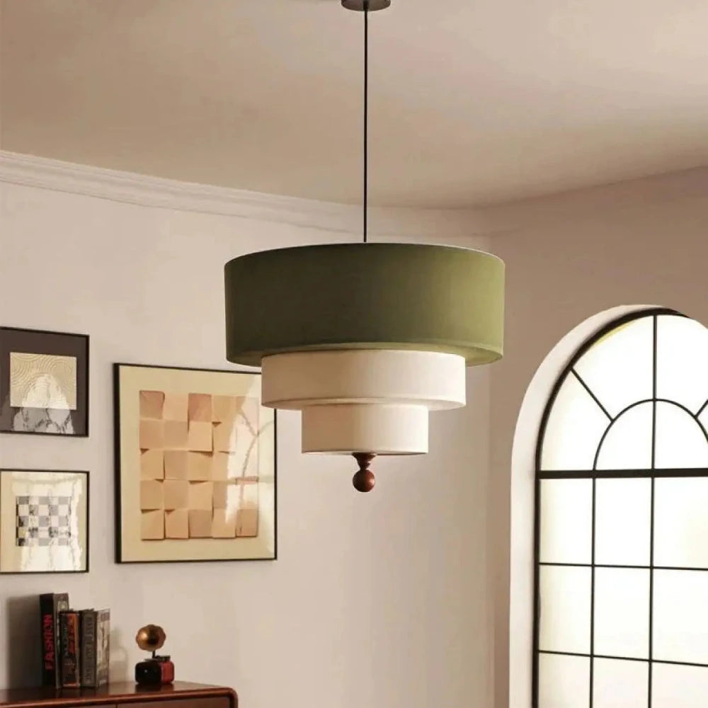Lustre Suspension Tambour Lin Ecru Etage