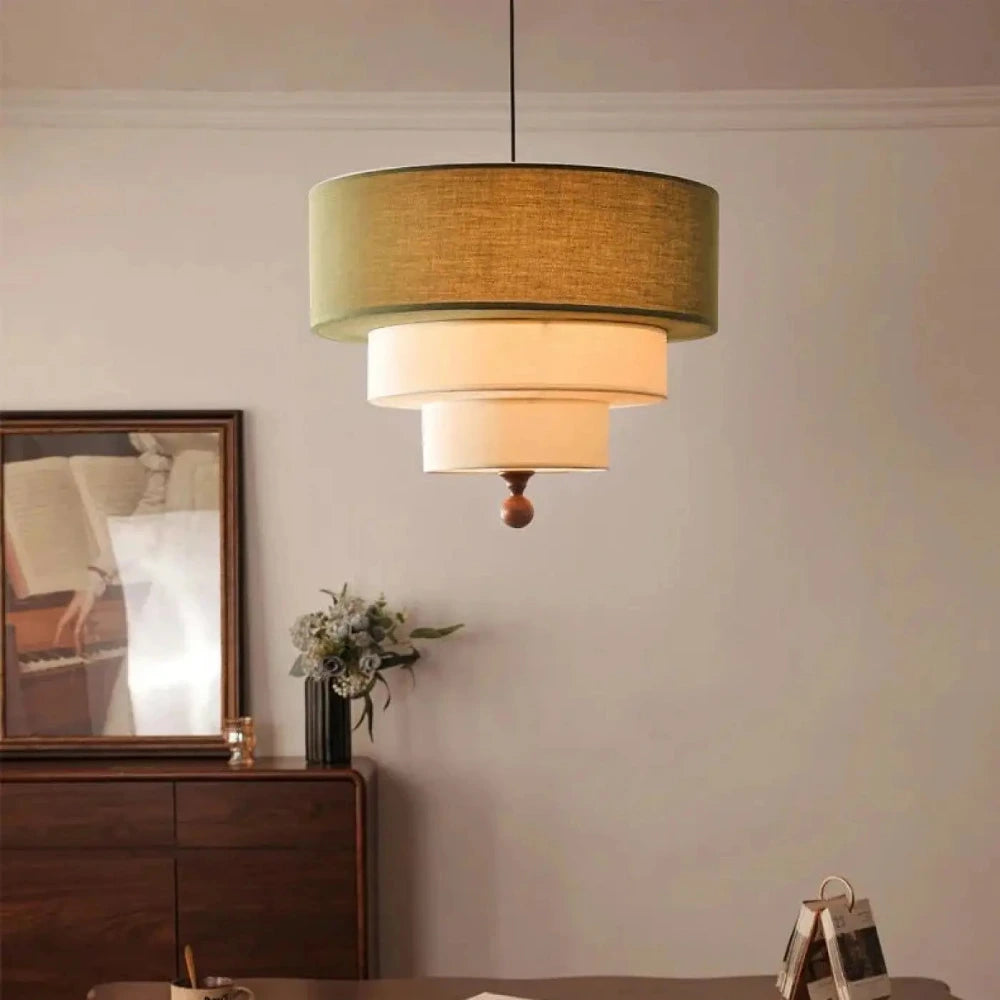 Lustre Suspension Tambour Lin Ecru Etage