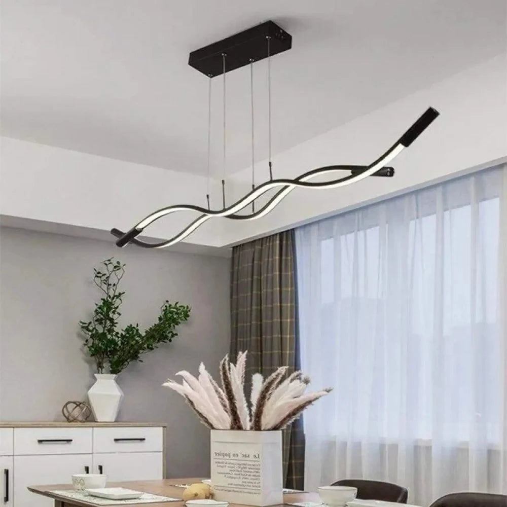 Lustre Suspension Torsade Led Blanc Lineaire