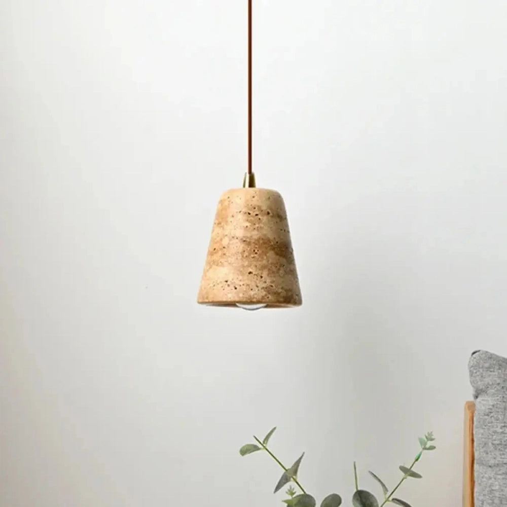 Lustre Suspension Travertin Conique Pierre Naturel