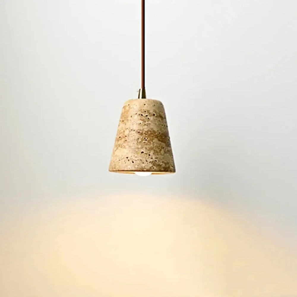 Lustre Suspension Travertin Conique Pierre Naturel