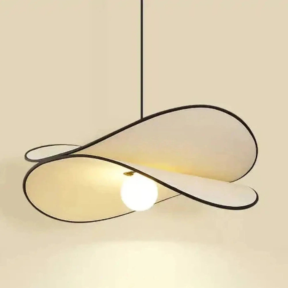 Lustre suspension tissu organique blanc beige forme arrondie design naturel