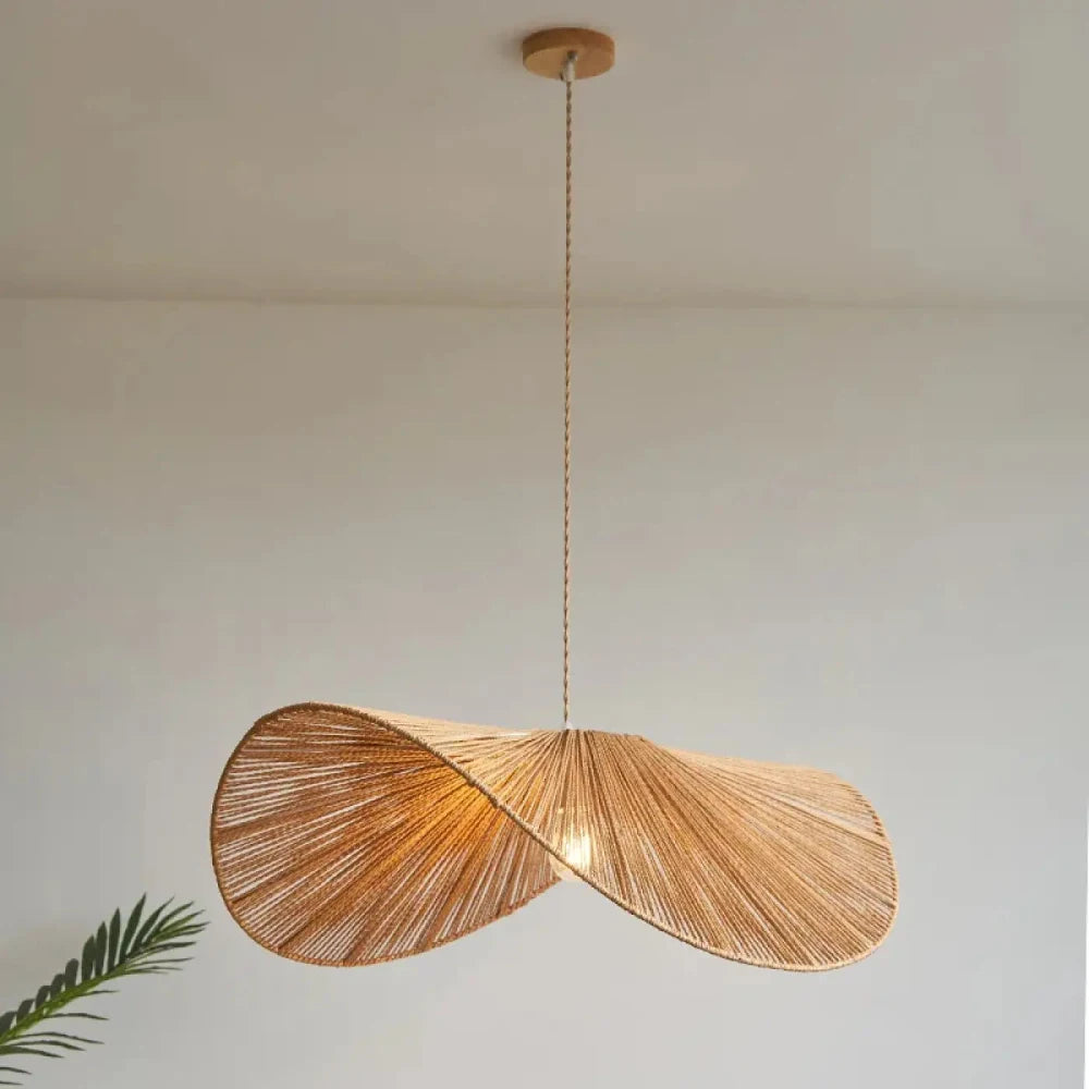 Abat-jour tambour bambou tressé triple foyer vue de face