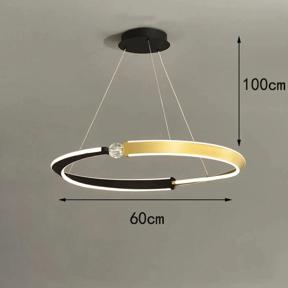 Lustre Triple Anneau Noir Dore Prestige