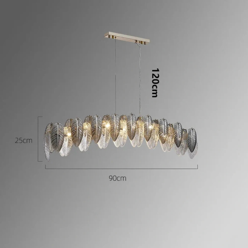 Lustre Verre Plumes Fume Lineaire Prestige