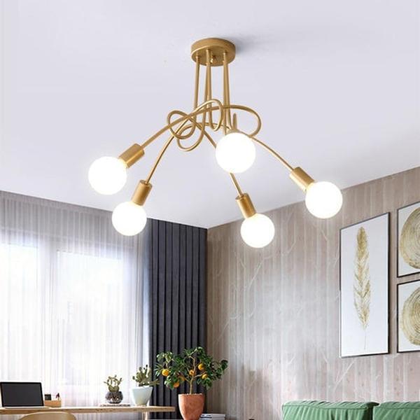Lustre ampoules alu blanc éclairage métallique design moderne épuré