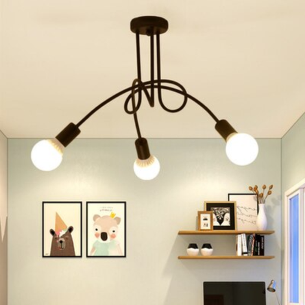 Lustre salon imitation fer forgé éclairage rustique design authentique