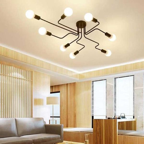 plafonnier industriel salon contemporain