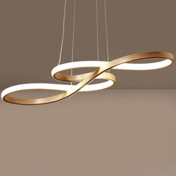 Lustre contemporain blanc anneaux dimmable salle à manger style.